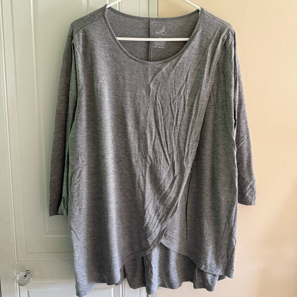 Belle Sky Charcoal Gray Women's Breastfeeding Nursing‎ Maternity Shirt XL